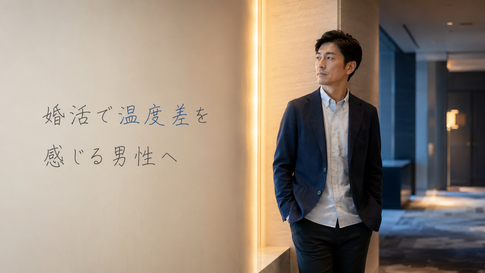 婚活で温度差を感じる男性が、相手の反応について考えている様子